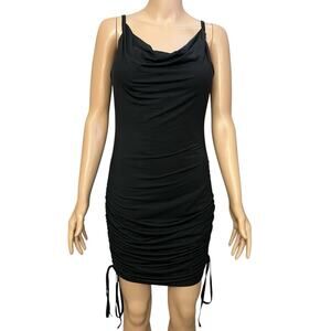 Popilush Ruched Shapewear Dress Large Bodycon Mini Cowl Neck Night Out Party